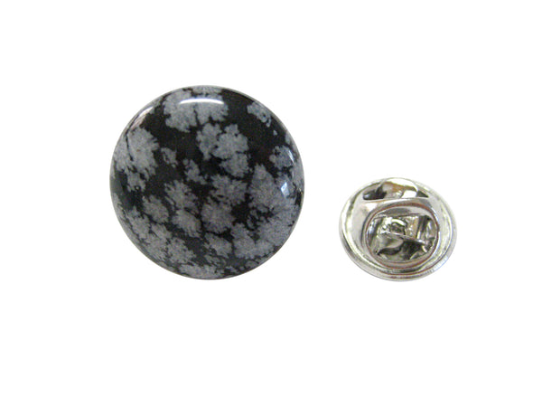 Round Snowflake Obsidian Lapel Pin