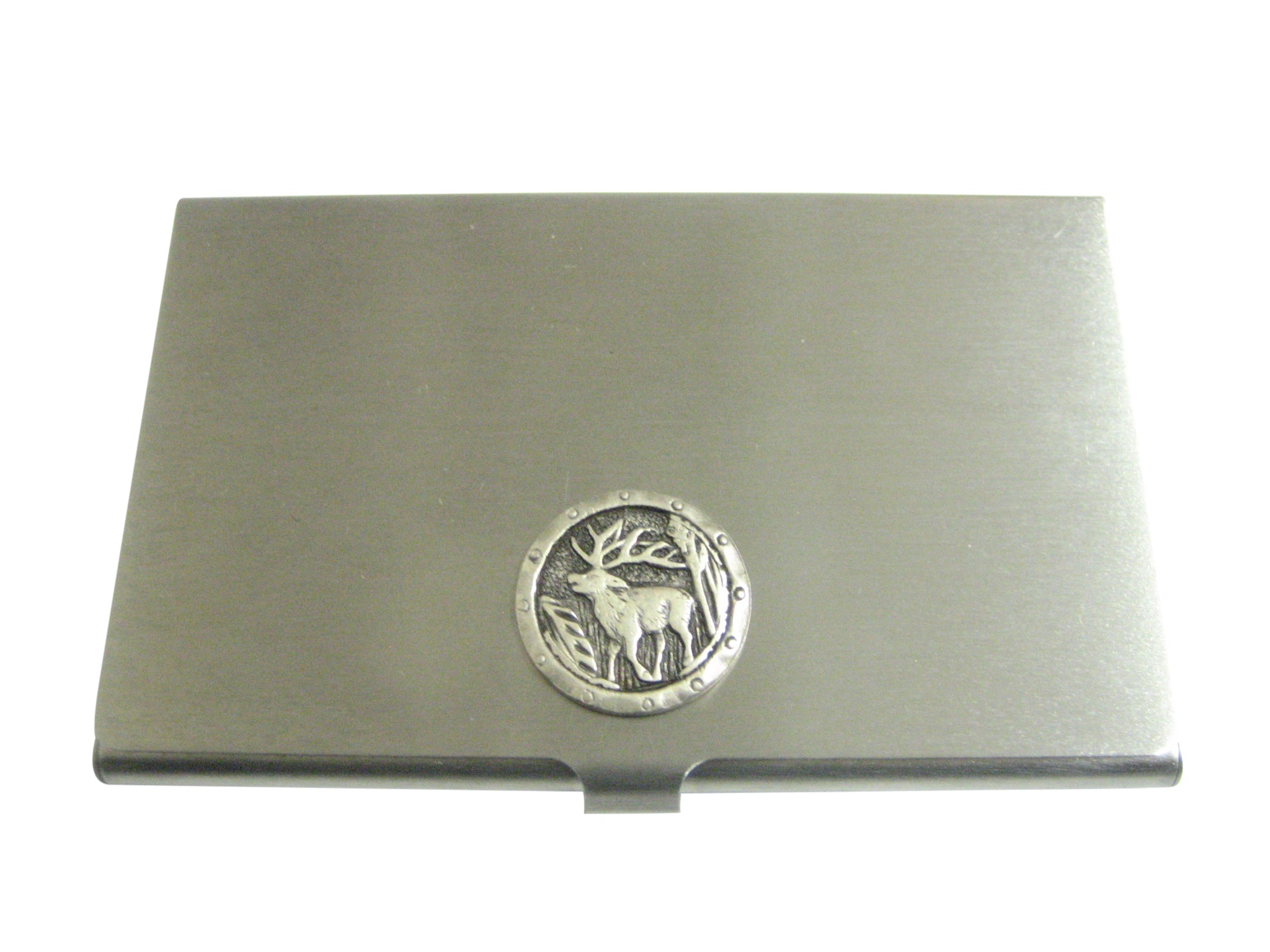 Round Stag Deer Pendant Business Card Holder