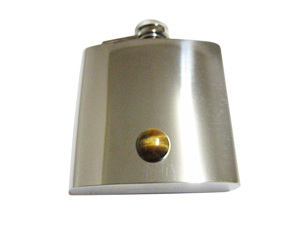 Round Tigers Eye 6 Oz. Stainless Steel Flask