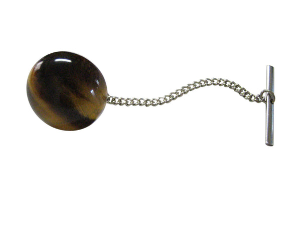 Round Tigers Eye Tie Tack