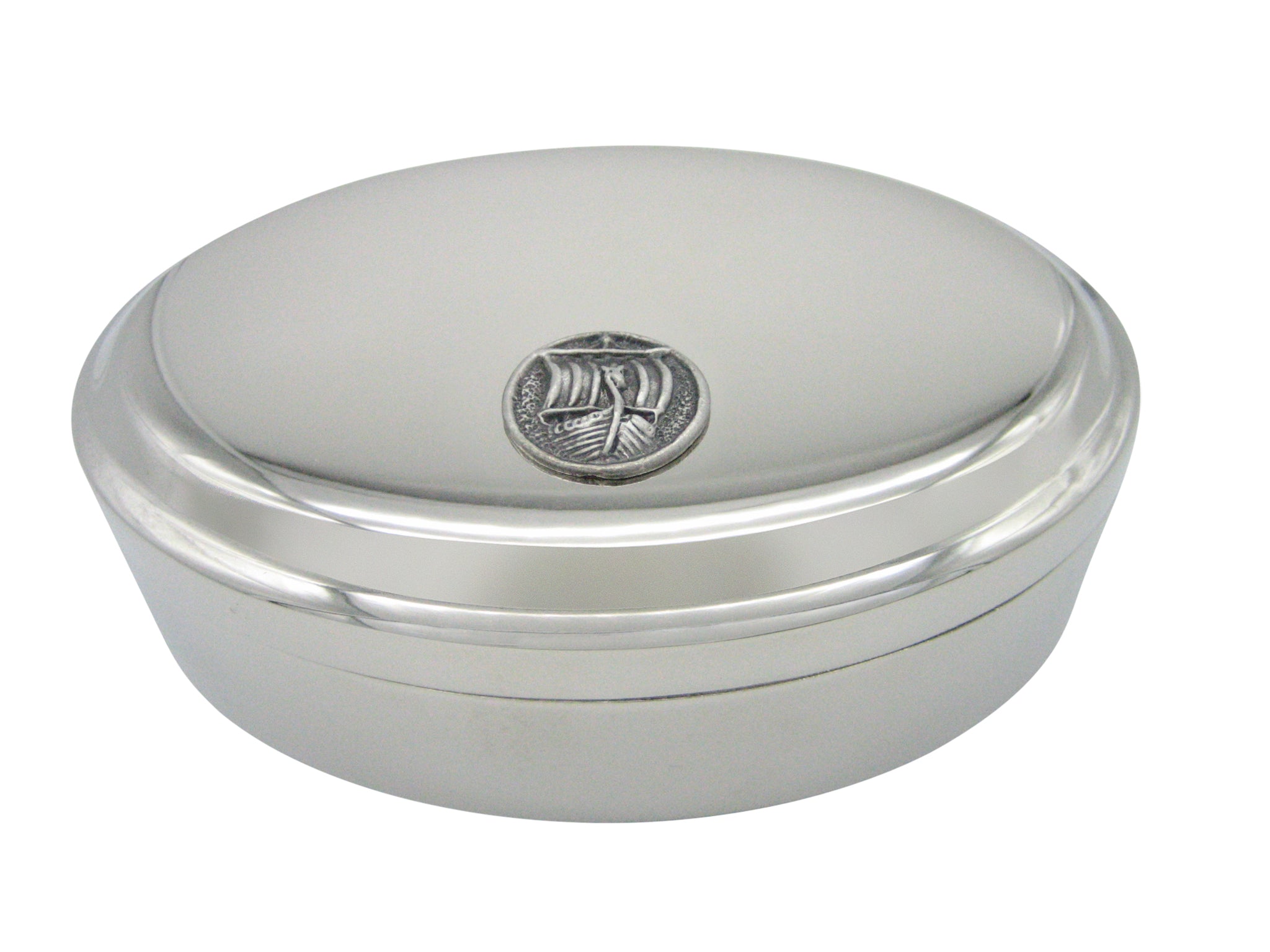 Round Viking Boat Pendant Oval Trinket Jewelry Box