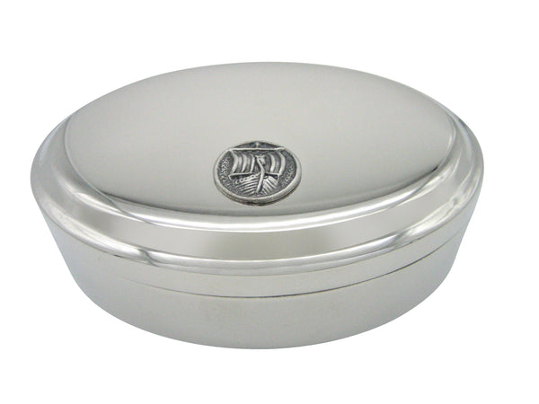 Round Viking Boat Pendant Oval Trinket Jewelry Box