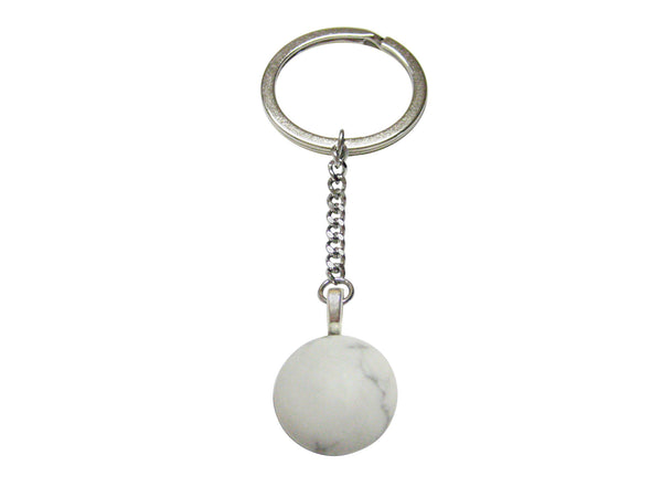 Round White Howlite Gemstone Keychain