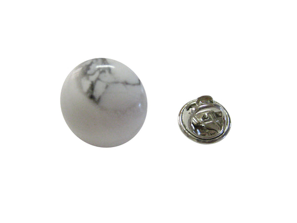 Round White Howlite Gemstone Lapel Pin