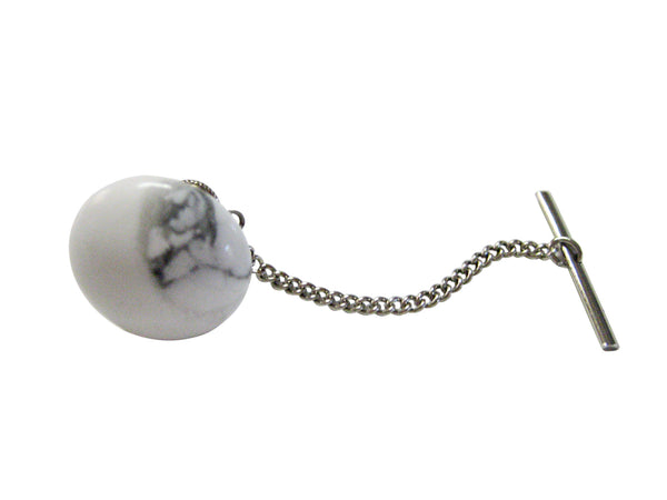 Round White Howlite Gemstone Tie Tack