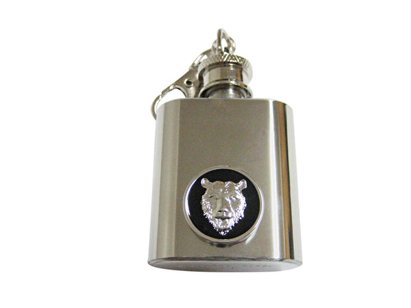 Rounded Bear Pendant 1 Oz. Stainless Steel Key Chain Flask