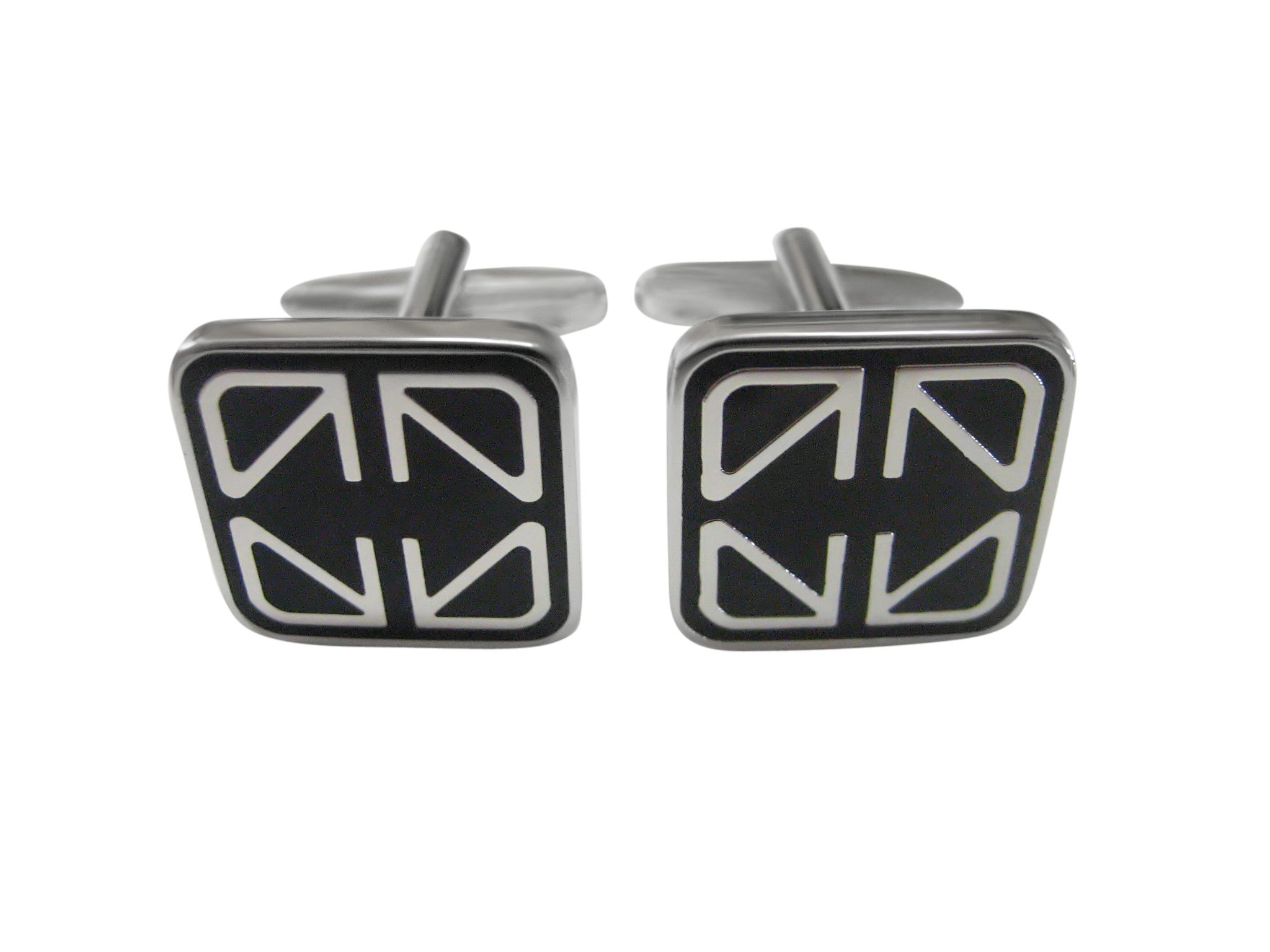 Rounded Square Black Line Cufflinks
