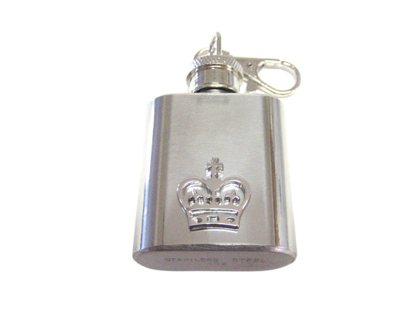 1 Oz. Stainless Steel Key Chain Flask with Royal Crown Pendant