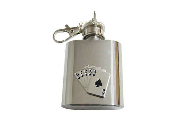 Royal Flush Gambling Poker 1 Oz. Stainless Steel Key Chain Flask