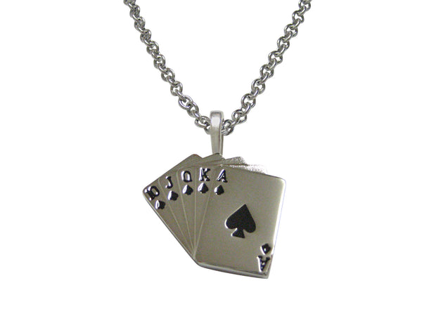 Royal Flush Gambling Poker Pendant Necklace