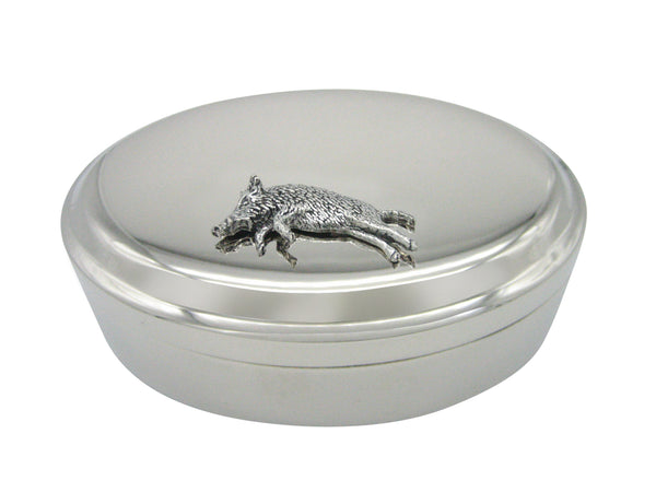 Running Boar Pendant Oval Trinket Jewelry Box