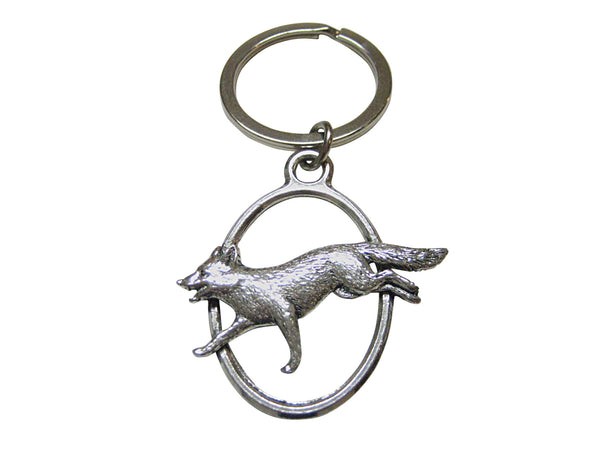 Running Fox Oval Key Chain