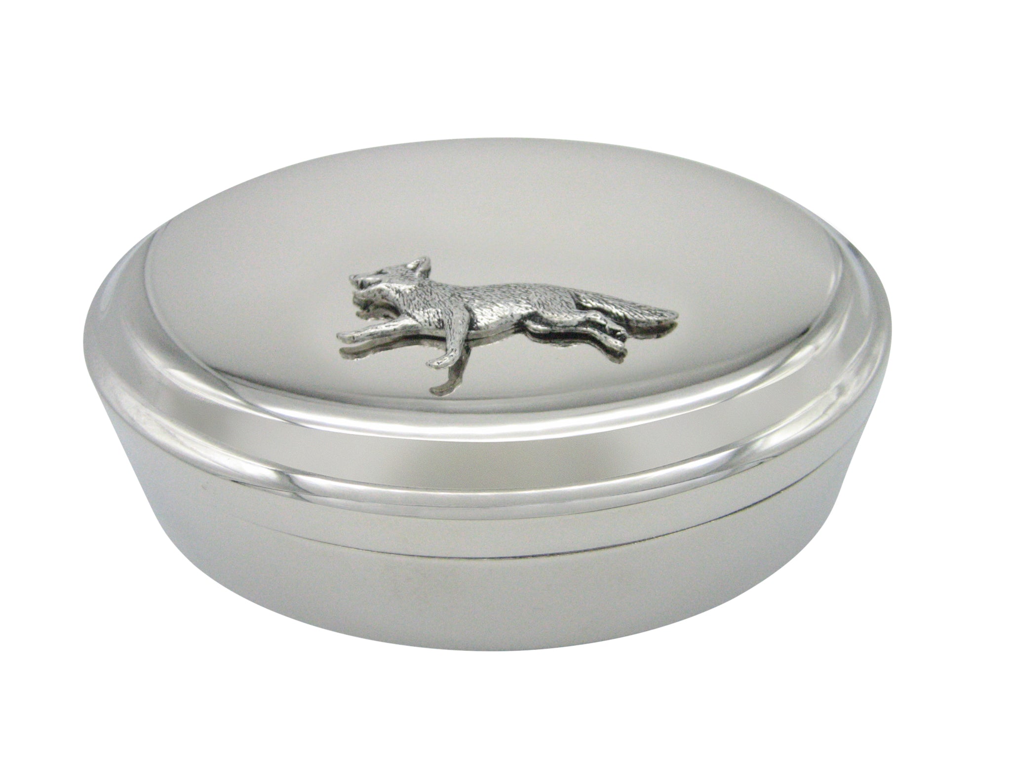 Running Fox Pendant Oval Trinket Jewelry Box