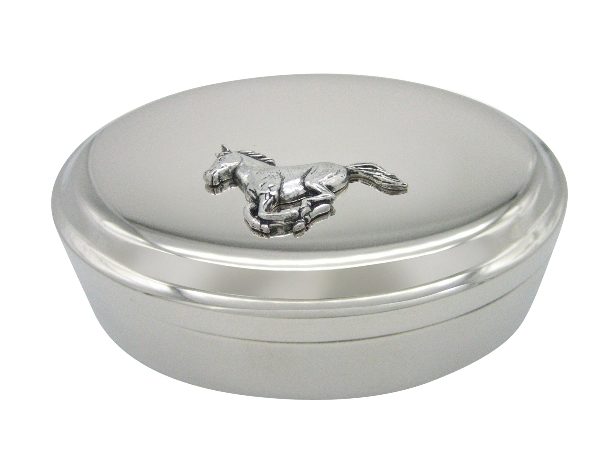 Running Horse Pendant Oval Trinket Jewelry Box