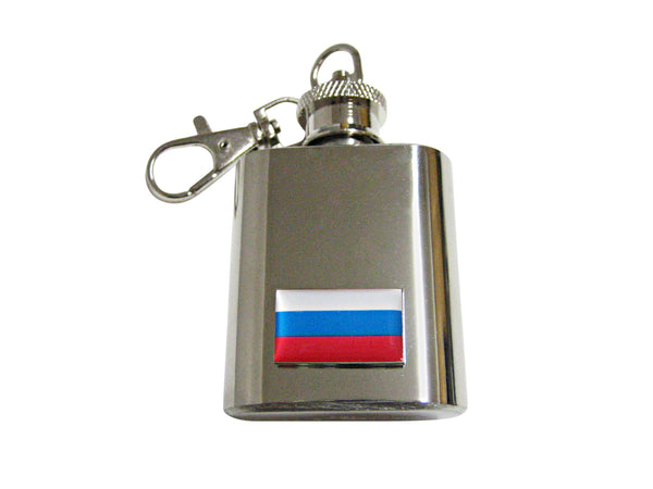 Russia Flag Pendant 1 Oz. Stainless Steel Key Chain Flask