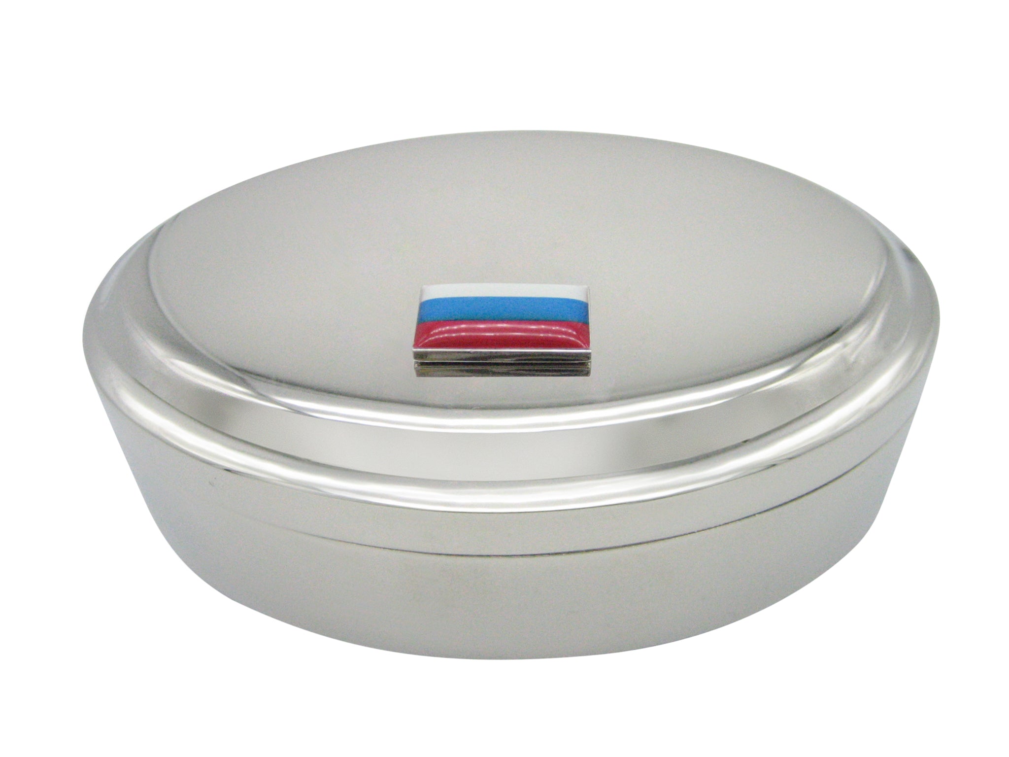 Russia Flag Pendant Oval Trinket Jewelry Box