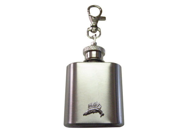 1 Oz. Stainless Steel Key Chain Flask with Sail Fish Pendant