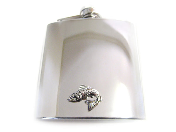 6 Oz. Stainless Steel Flask with Salmon Pendant