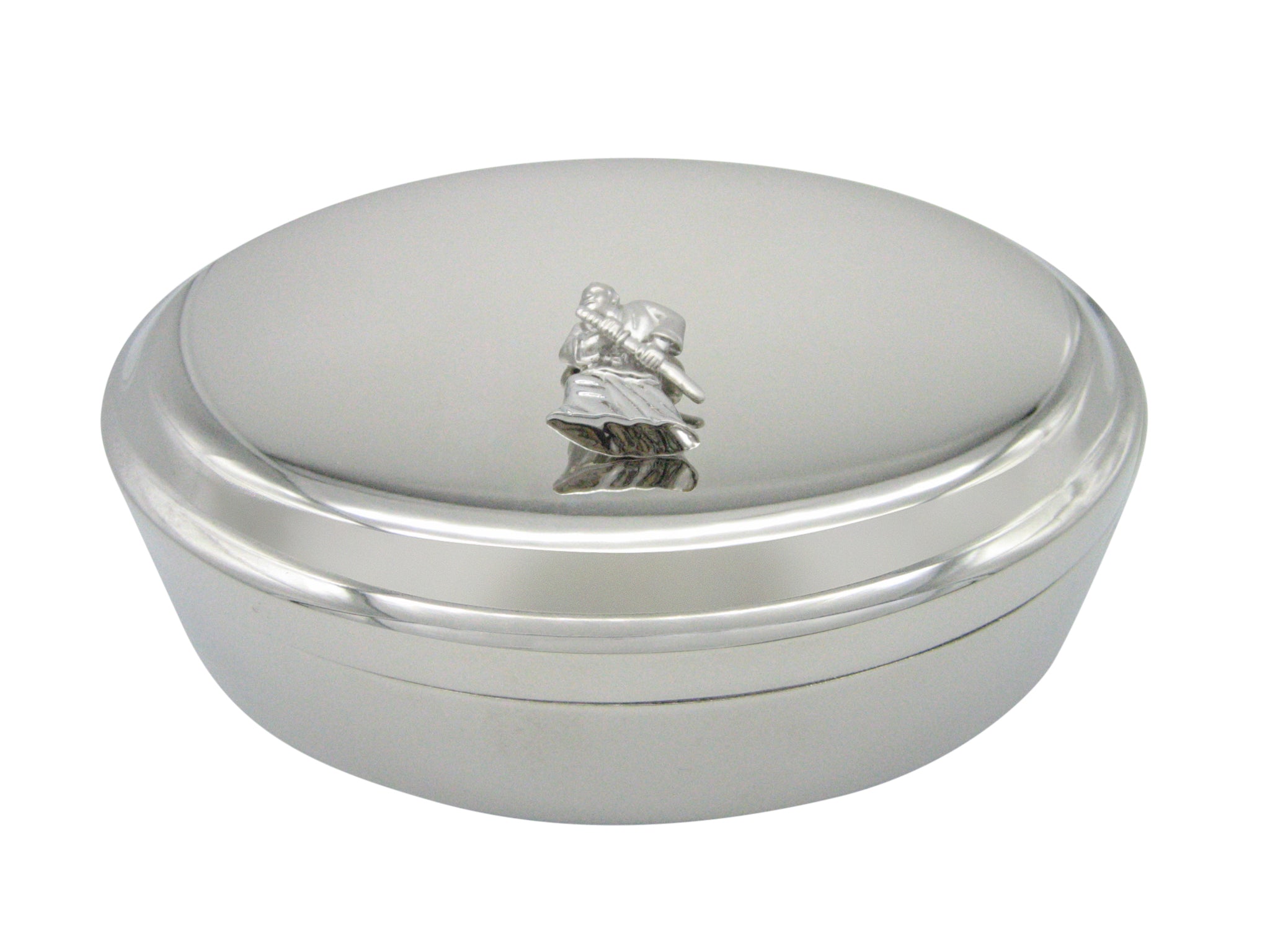 Samurai Warrior Pendant Oval Trinket Jewelry Box