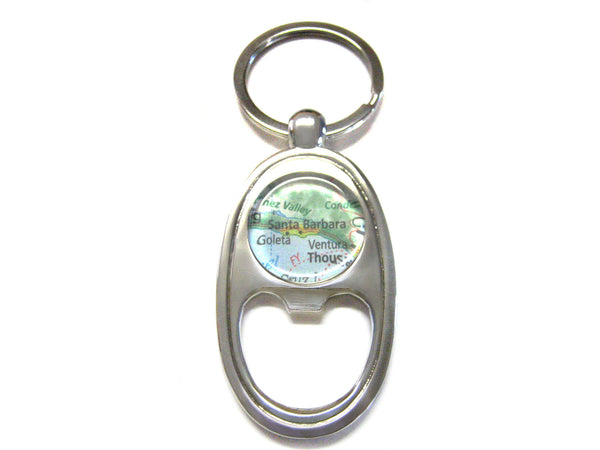 Santa Barbara California Map Bottle Opener Key Chain