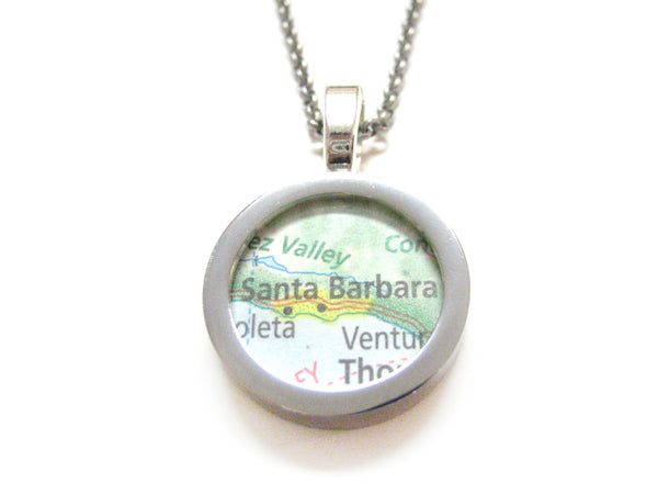 Santa Barbara California Map Pendant Necklace