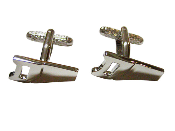 Silver Toned Saw Construction Tool Cufflinks