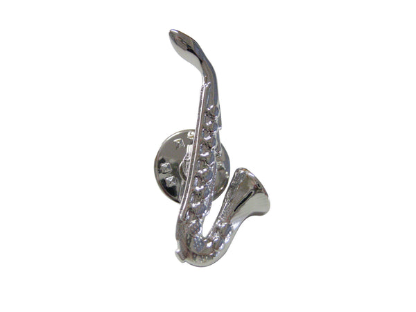 Silver Toned Saxophone Lapel Pin