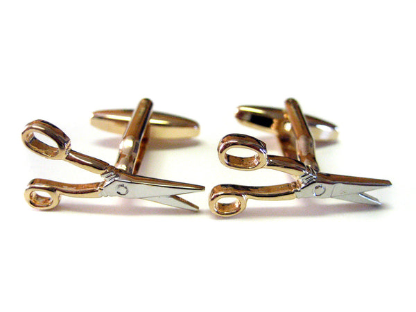 Golden Two Toned Barber Scissor Cufflinks