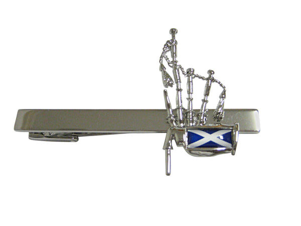 Scotland Flag Scottish Bag Pipes Music Instrument Square Tie Clip