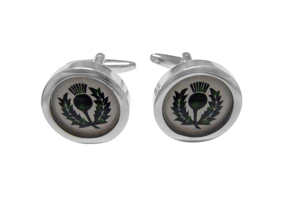 Green Scottish Thistle Cufflinks