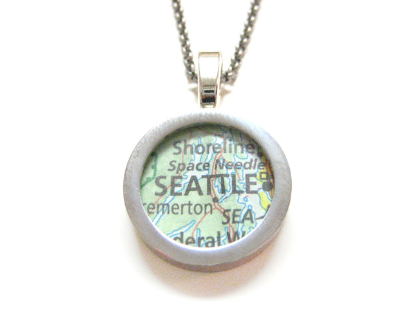 Seattle Washington Map Pendant Necklace