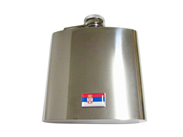 Serbia Flag Pendant 6 Oz. Stainless Steel Flask