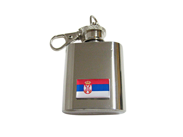 Serbia Flag Pendant 1 Oz. Stainless Steel Key Chain Flask