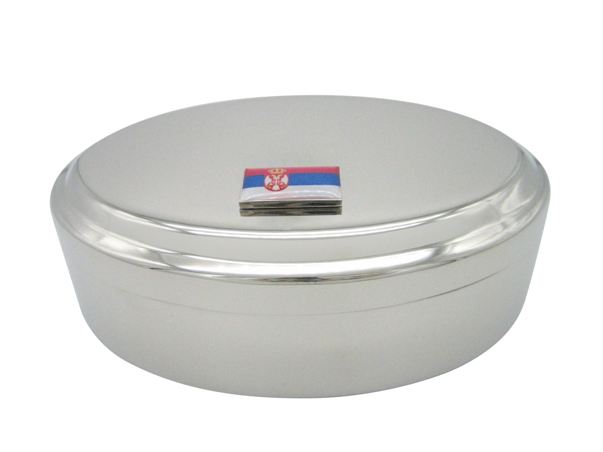 Serbia Flag Pendant Oval Trinket Jewelry Box