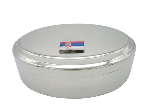 Serbia Flag Pendant Oval Trinket Jewelry Box