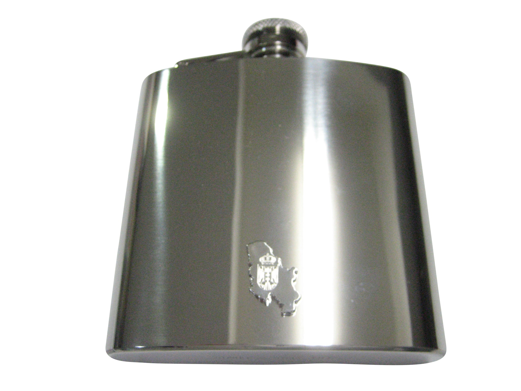 Serbia Map Shape and Flag Design 6oz Flask