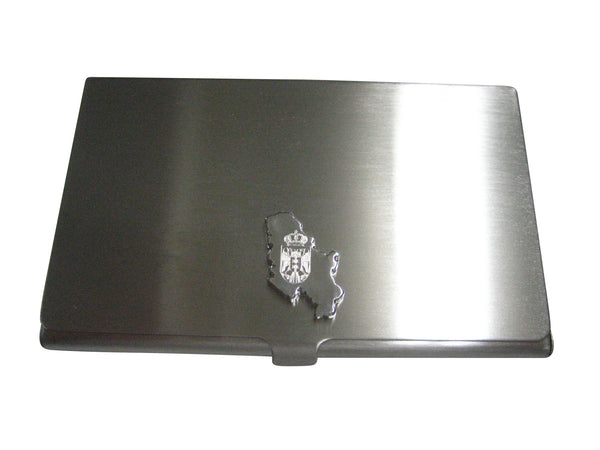 Serbia Map Shape and Flag Design Business Card Holder