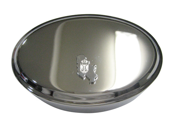 Serbia Map Shape and Flag Design Oval Trinket Jewelry Box