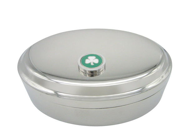 Shamrock Green Clover Pendant Oval Trinket Jewelry Box