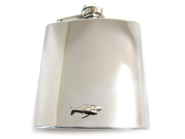 6 Oz. Stainless Steel Flask with Shark Pendant