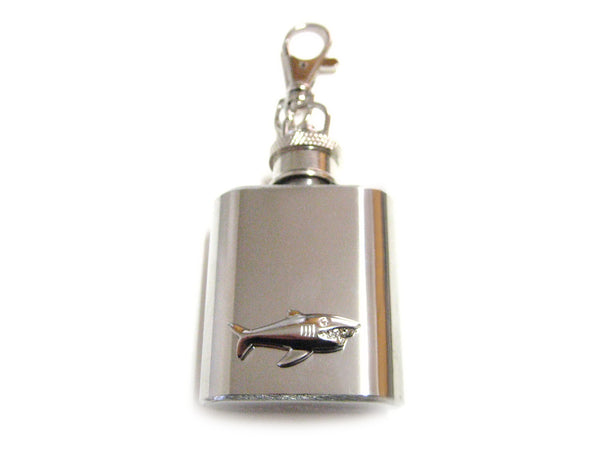 1 Oz. Stainless Steel Key Chain Flask with Shark Pendant