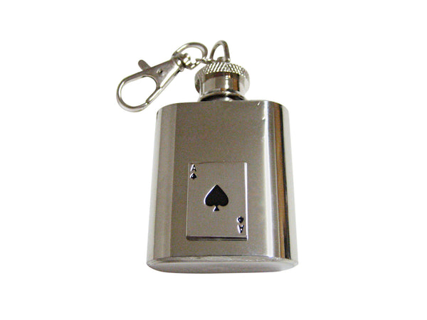 Shiny Ace of Spades 1 Oz. Stainless Steel Key Chain Flask