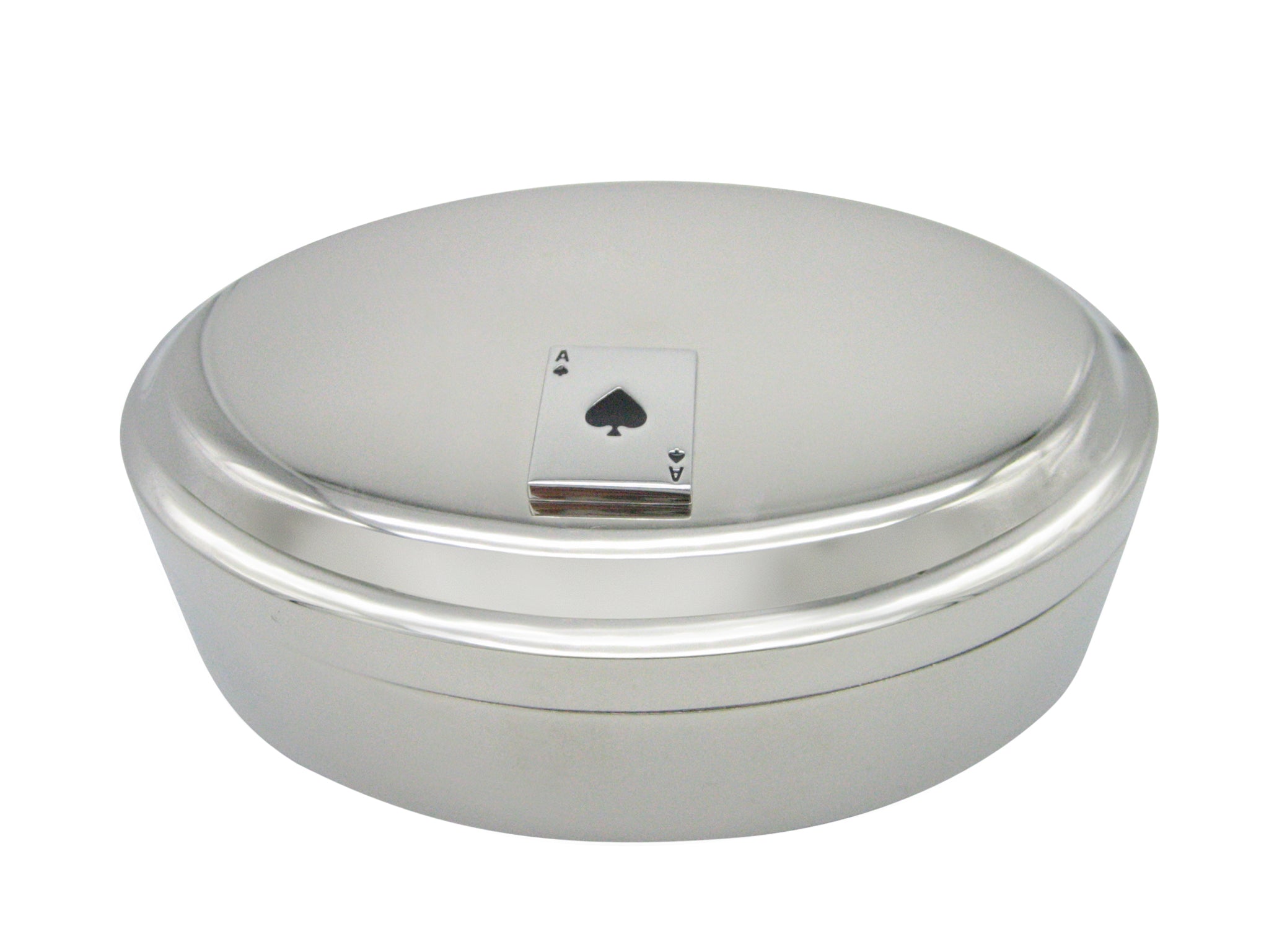 Shiny Ace of Spades Pendant Oval Trinket Jewelry Box