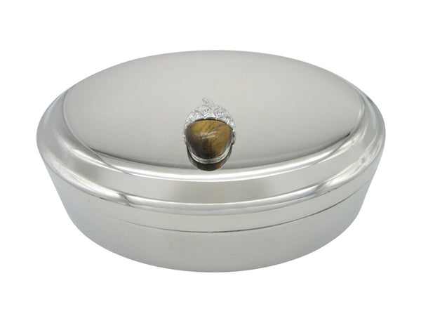 Shiny Acorn Pendant Oval Trinket Jewelry Box
