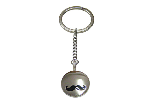 Shiny Circular Hipster Mustache Keychain