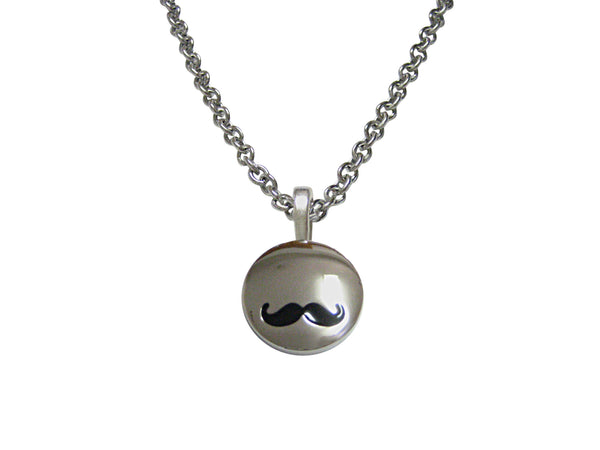 Shiny Circular Hipster Mustache Pendant Necklace