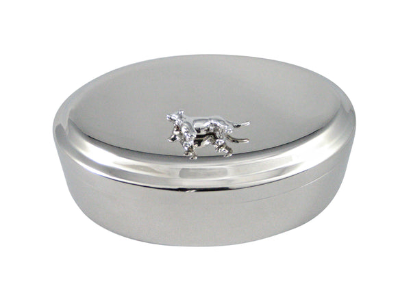 Shiny Dog Pendant Oval Trinket Jewelry Box
