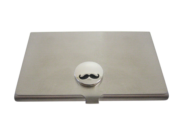 Business Card Holder with Shiny Mustache Pendant