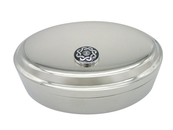Shiny Round Celtic Design Pendant Oval Trinket Jewelry Box