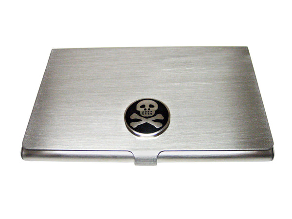 Shiny Skull Cross Bones Business Card Holder